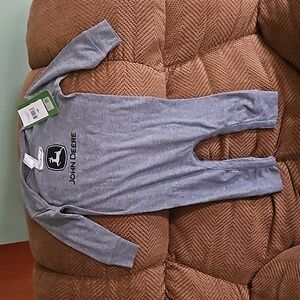 John Deere long onesie with snaps size 18 months gray